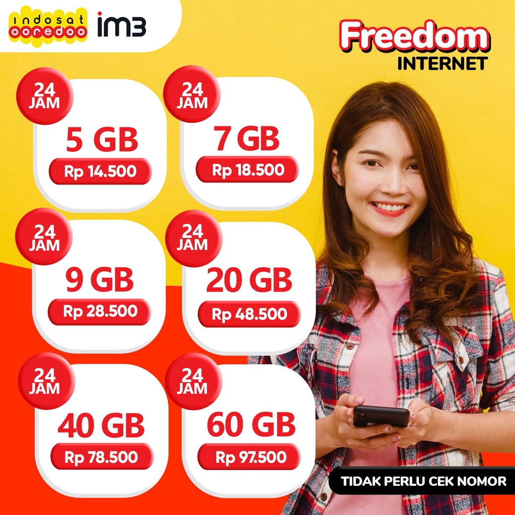 Voucher Indosat - FREEDOM INTERNET 24 JAM 30 HARI