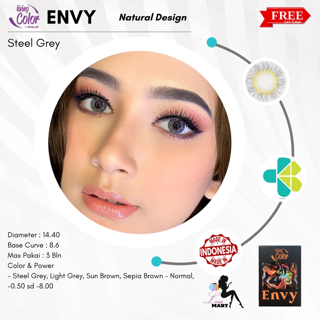 SOFTLENS ENVY BY LIVING COLOR MINUS - 0.50 SD - 3.00 SOFTLENS IRIS LAB - DIA 14,4 MM