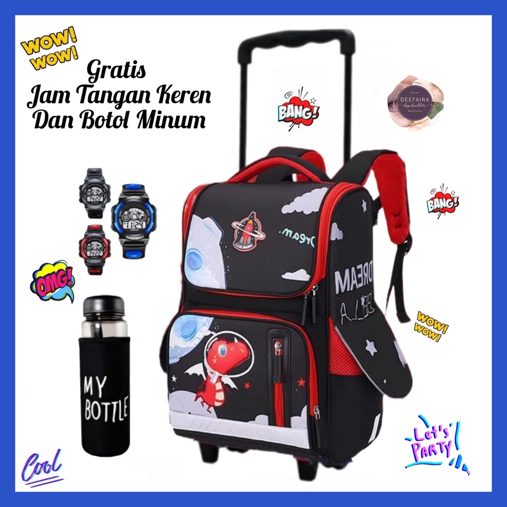 Tas Ransel Troli Anak Laki Laki Model Dinosuper Spacee Buy 1 Get 4 Untuk Anak Tk Paud Dan Sd