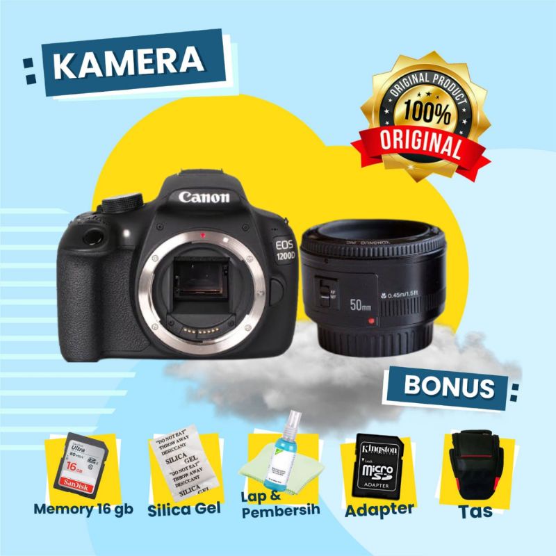 Kamera Canon 1200D Kit Fix Tele Second Bekas Hasil Super Bokeh Siap Pakai Full Garansi