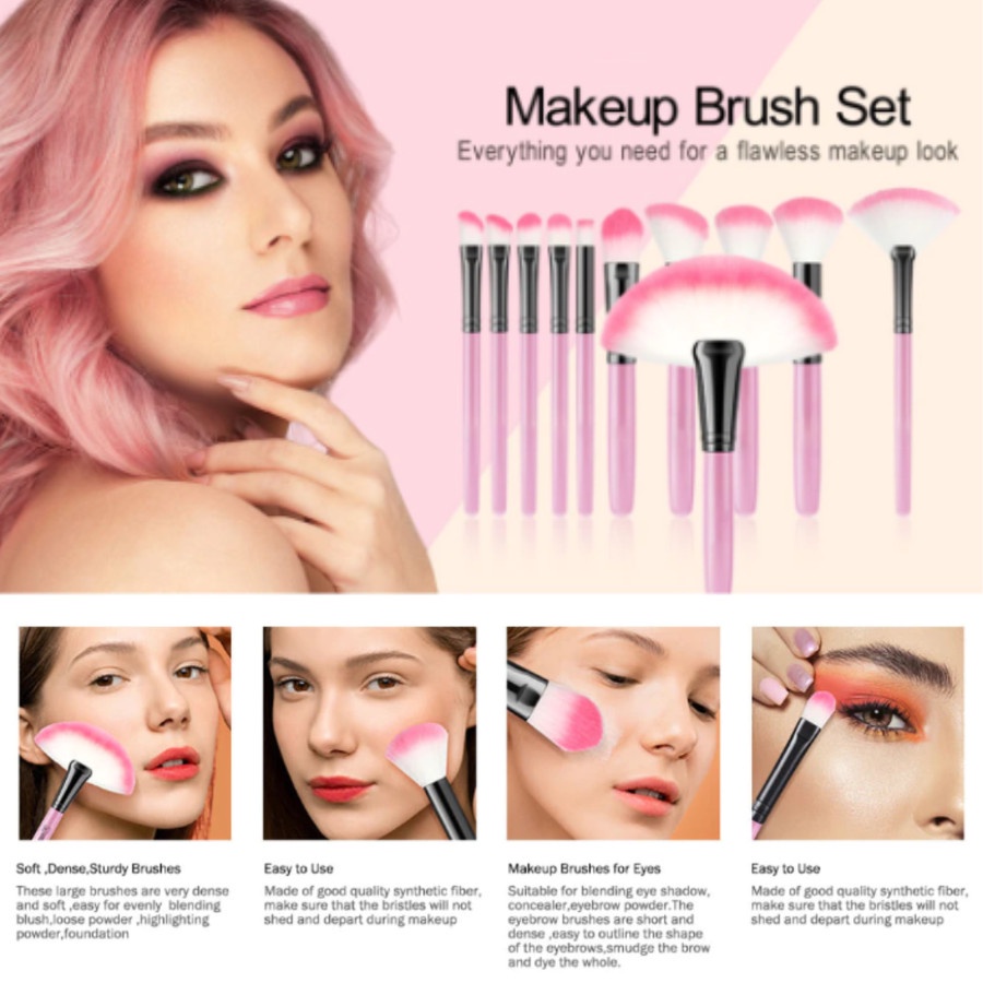 Kuas / Brush Make Up Tabung - Brush Make Up Set 12in1
