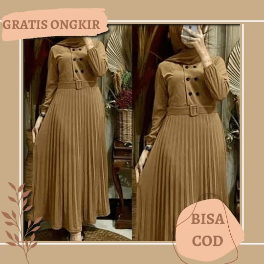 Adessilvi - Jovinna Maxi Dress Fashion Muslim Casual Size S M L Xl Xxl Matt Ity Crepe Gamis Lebaran 