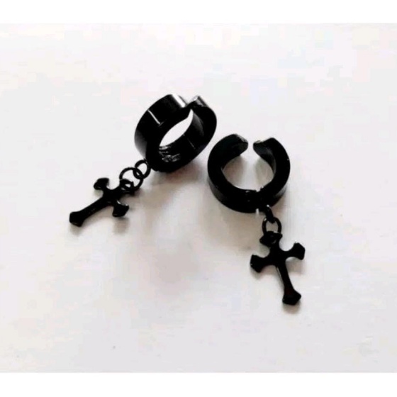 anting jepit model salib kualitas premium