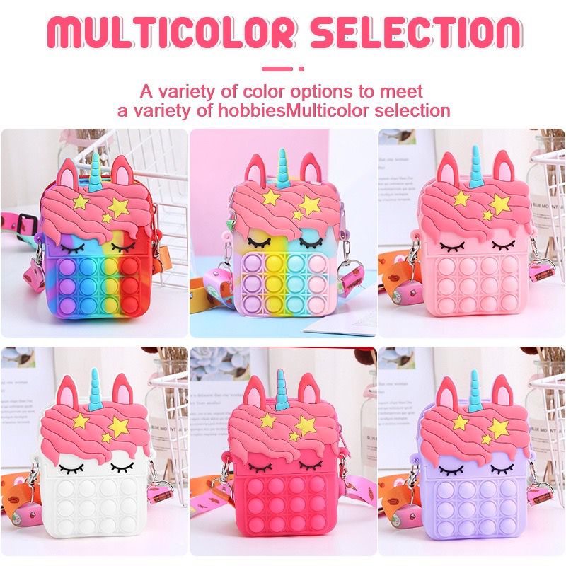 GP Tas Pop it Anak Unicorn Lucu Import - Tas Selempang Anak Karakter Unicorn - Tas Pop It