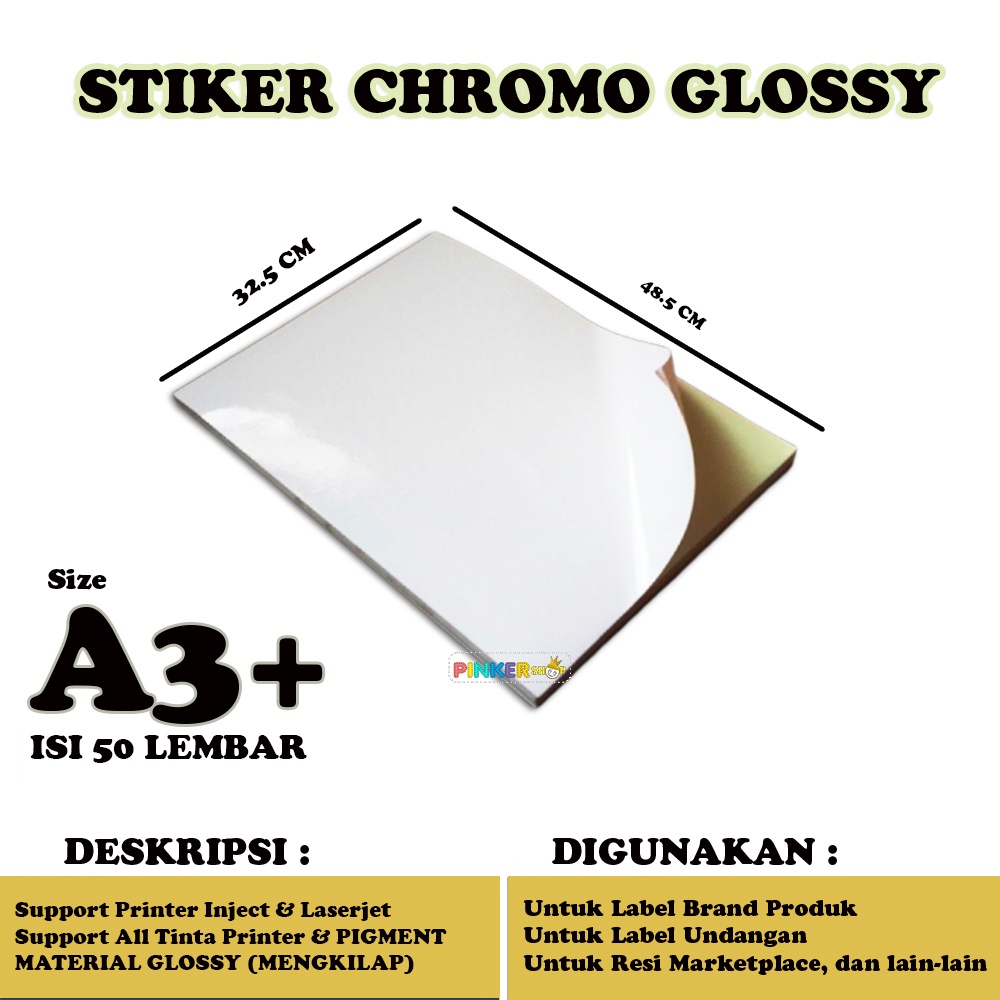 

Kertas Stiker Chromo A3 Plus isi 50 lembar / Kertas Sticker Chromo A3 Plus