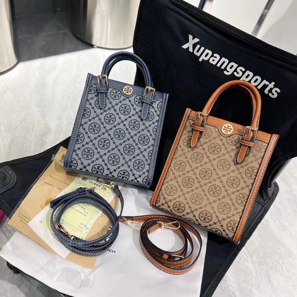 T0RY Monogram Jacquard Mini Tote 92538 (Free Box+Invoice+KantongKain+Bubblewrap)