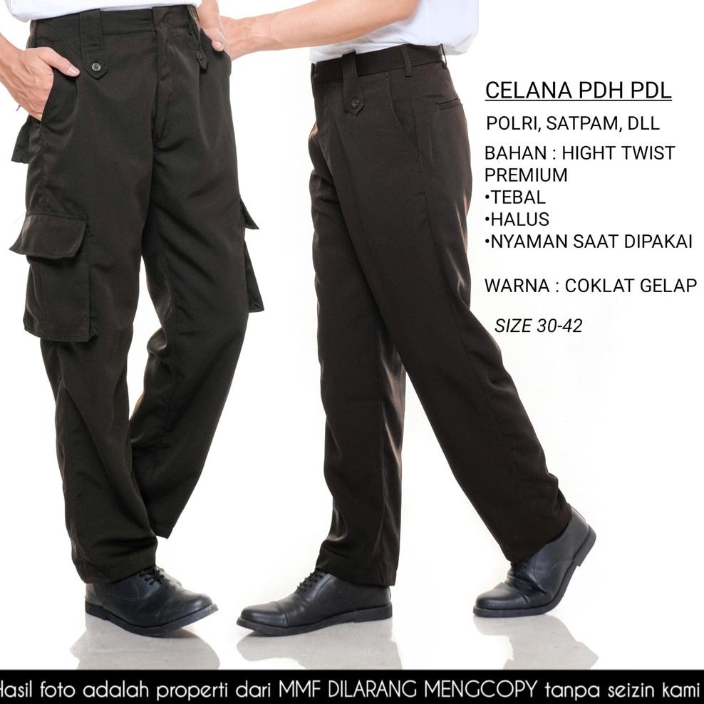 LANGSUNG KIRIM Celana PDH PDL Polri Kualitas Terbaik Coklat Gelap Polri Celana Satpam Security Cokla