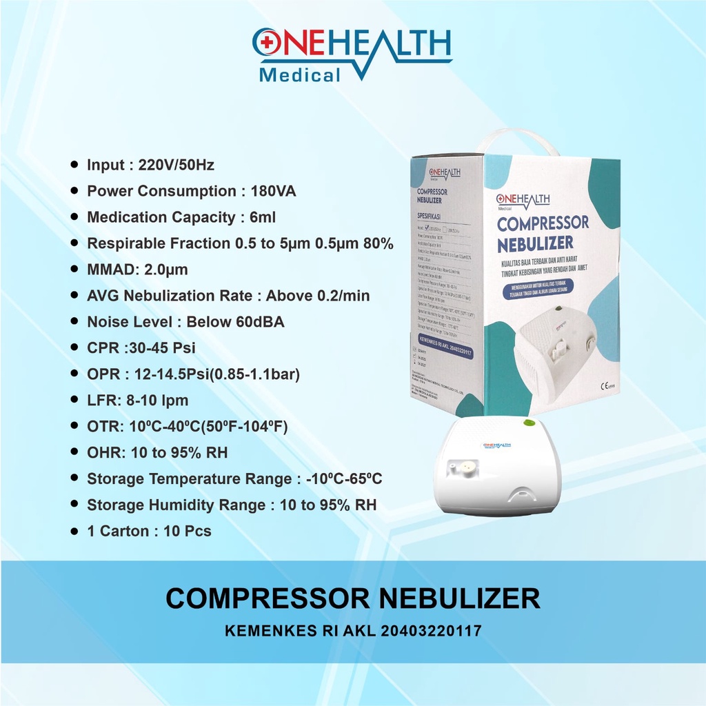 Nebulizer Onemed 405A / Nebul Alat Uap Terapi Pernafasan Asma