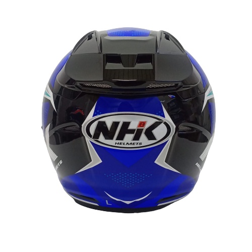 HELM NHK R1 SUBJECT BLACK TOSCA BLUE HALF FACE NHK R1 DOUBLE VISOR