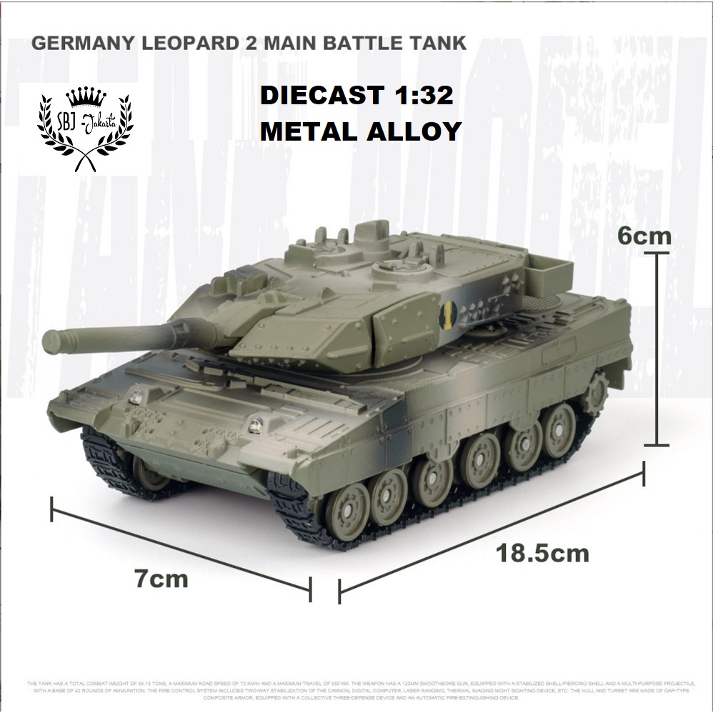 DIECAST MINIATUR TANK SKALA 1:32 M1A2 ABRAMS LEOPARD 2 METAL ALLOY M1 ABRAMS BATTLE TANK