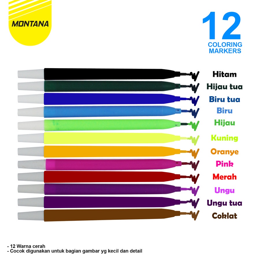Pencil Marker / Spidol Kecil 12 Warna Montana MP-888
