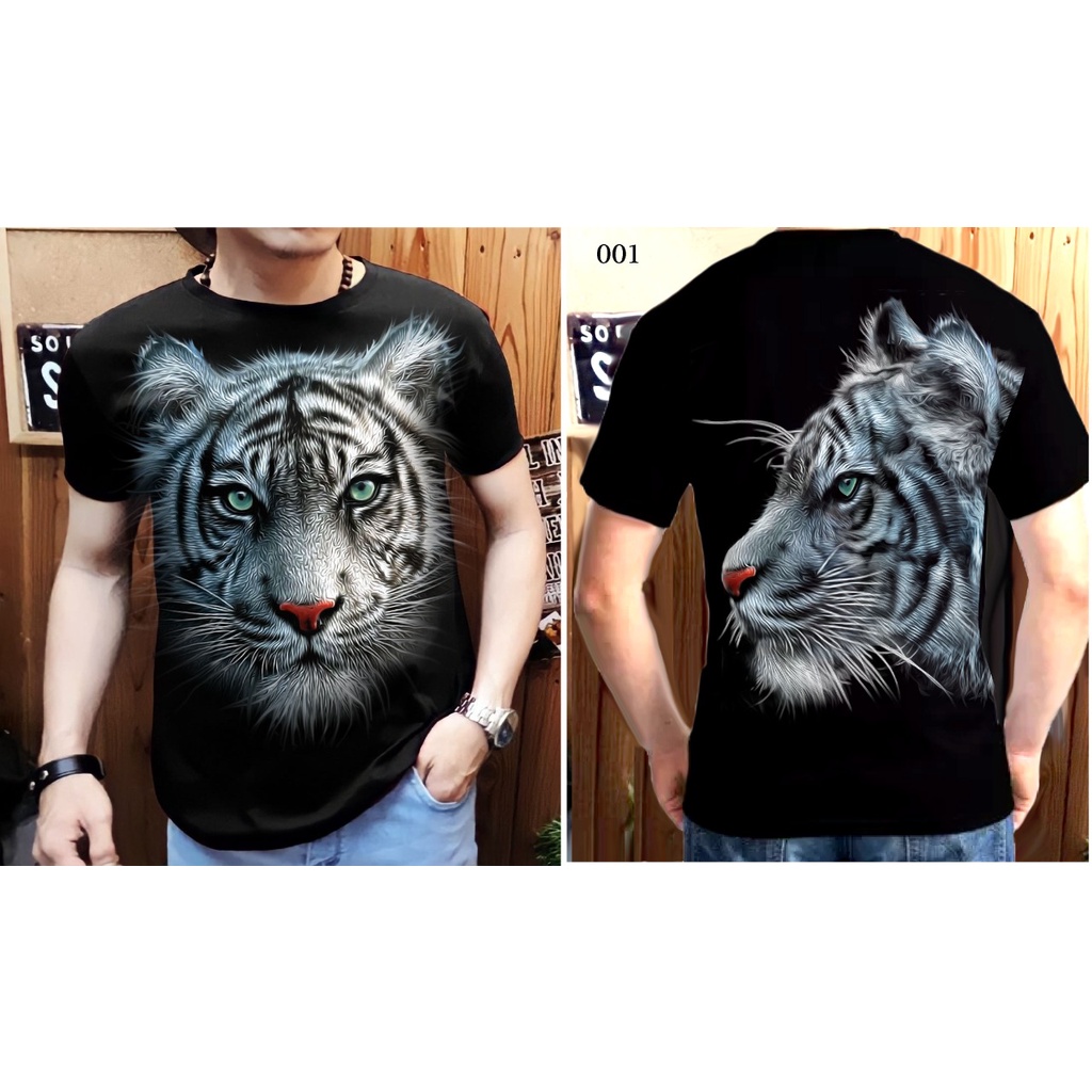 Kaos Distro Pria Motif Gambar Macan MC-25 / Sablon depan belakang / Shalch Trendy