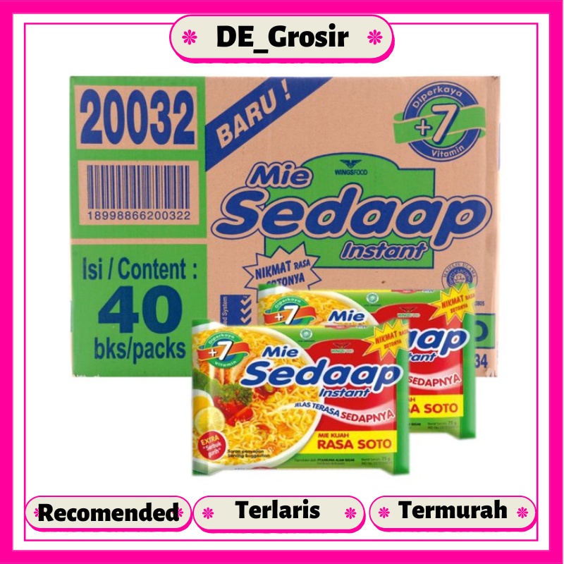 

Sedaap Mie Instan Kuah Rasa Soto 75gr Dapat 1 Dus Isi 40 Pcs