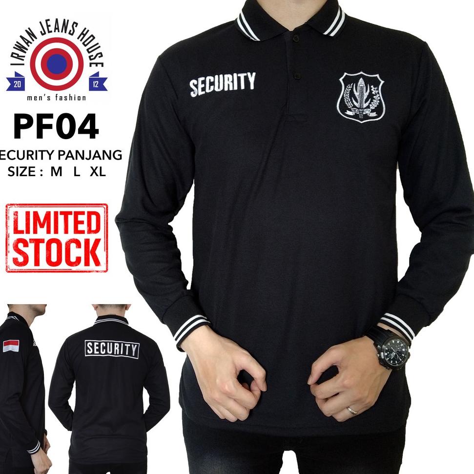 HARGA TERMURAAH KAOS SECURITY LENGAN PANJANG BORDIR , BAJU KERAH SATPAM SECURITY , KAOS POLO PRIA
