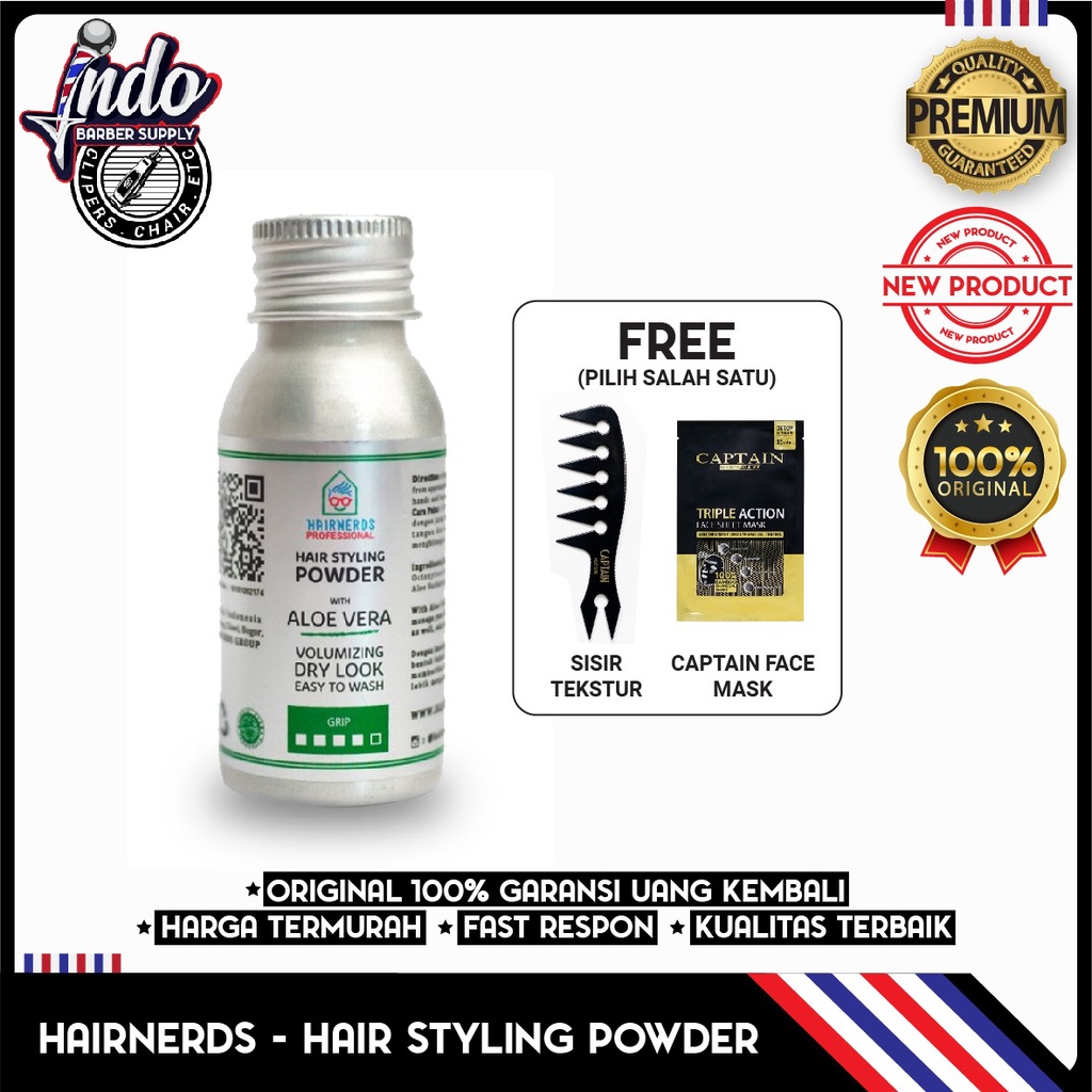 Hairnerds Professional - Freestyle Dust Powder 10 gram / Pengembang Rambut Free Sticker