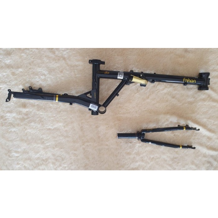 Frame Fork plus Handlepost Fnhon GUST Warna BLACK GOLD 20 22 inch Disc