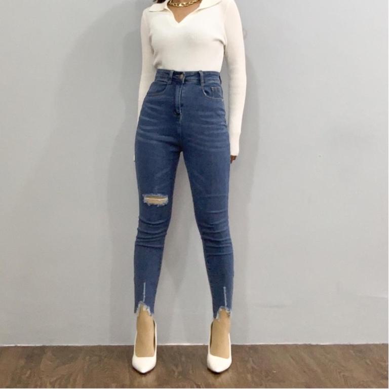 HARGA SPESIAL [E.DLABEL] - E17 Jeans | Celana panjang Highwaist wanita Jeans import premium Jeans wa