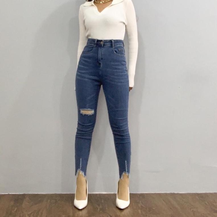 Ready [E.DLABEL] - E17 Jeans | Celana panjang Highwaist wanita Jeans import premium Jeans wanita pol