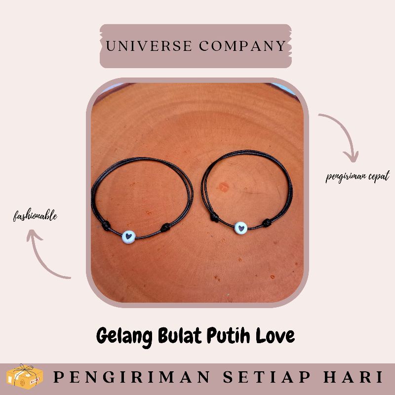 [UC] GELANG BULAT PUTIH LOVE / GELANG TALI KOREA