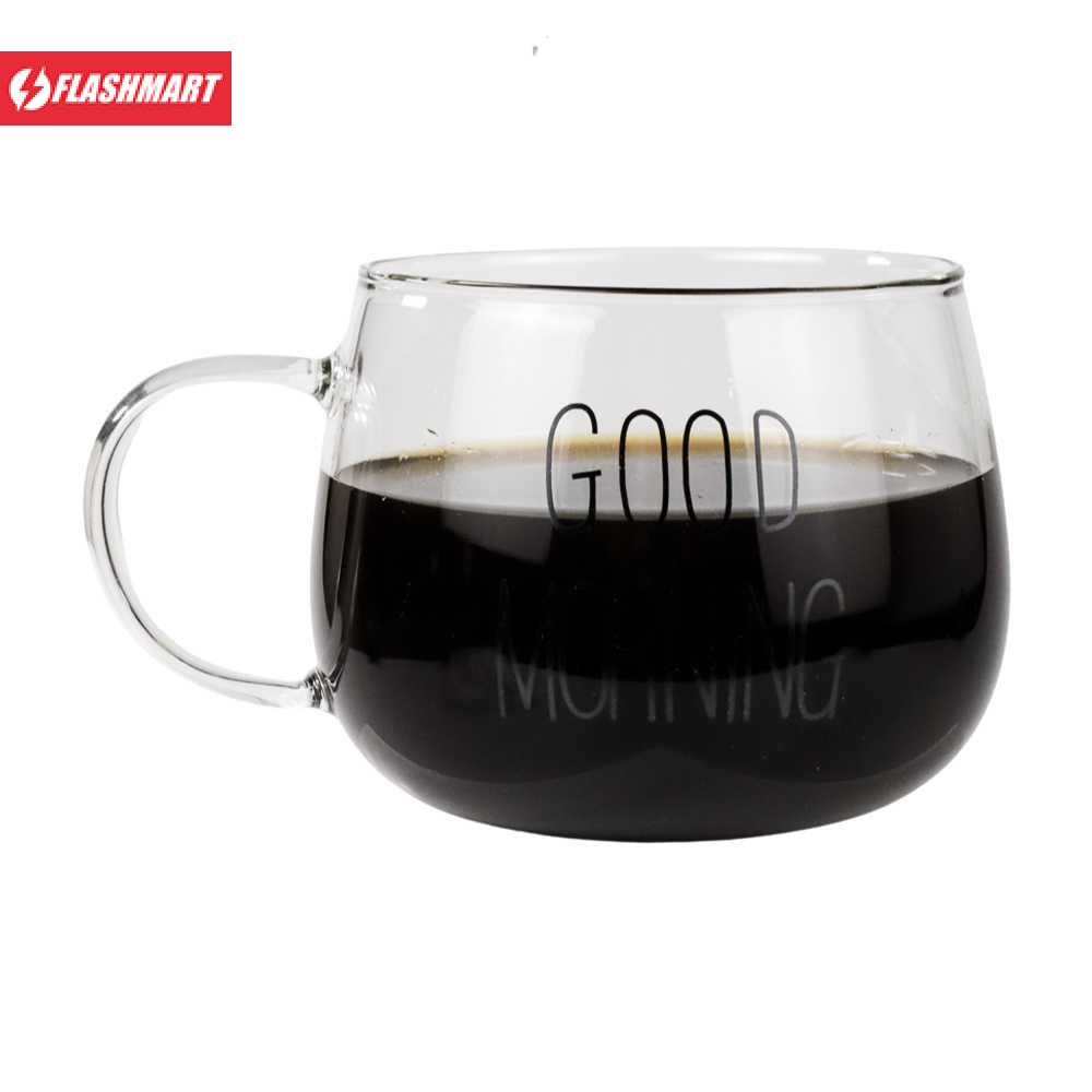 Flashmart Cangkir Kopi Glass Coffee Mug Good Morning 350ml - 9H8D