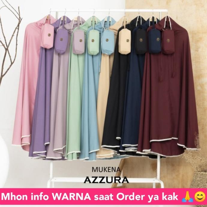 Mukena Dewasa Katun AZZURA Polos 2in1 Travel 2 in 1 Traveling Azura