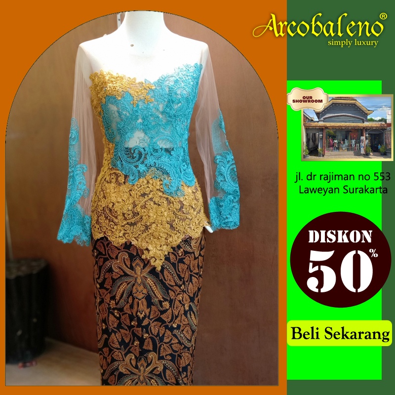 Kebaya Wisuda Dua Warna Brokat ATL Kombinasi Tosca Kuning Kebaya Wisuda Modern Kebaya Wisuda Hijab K