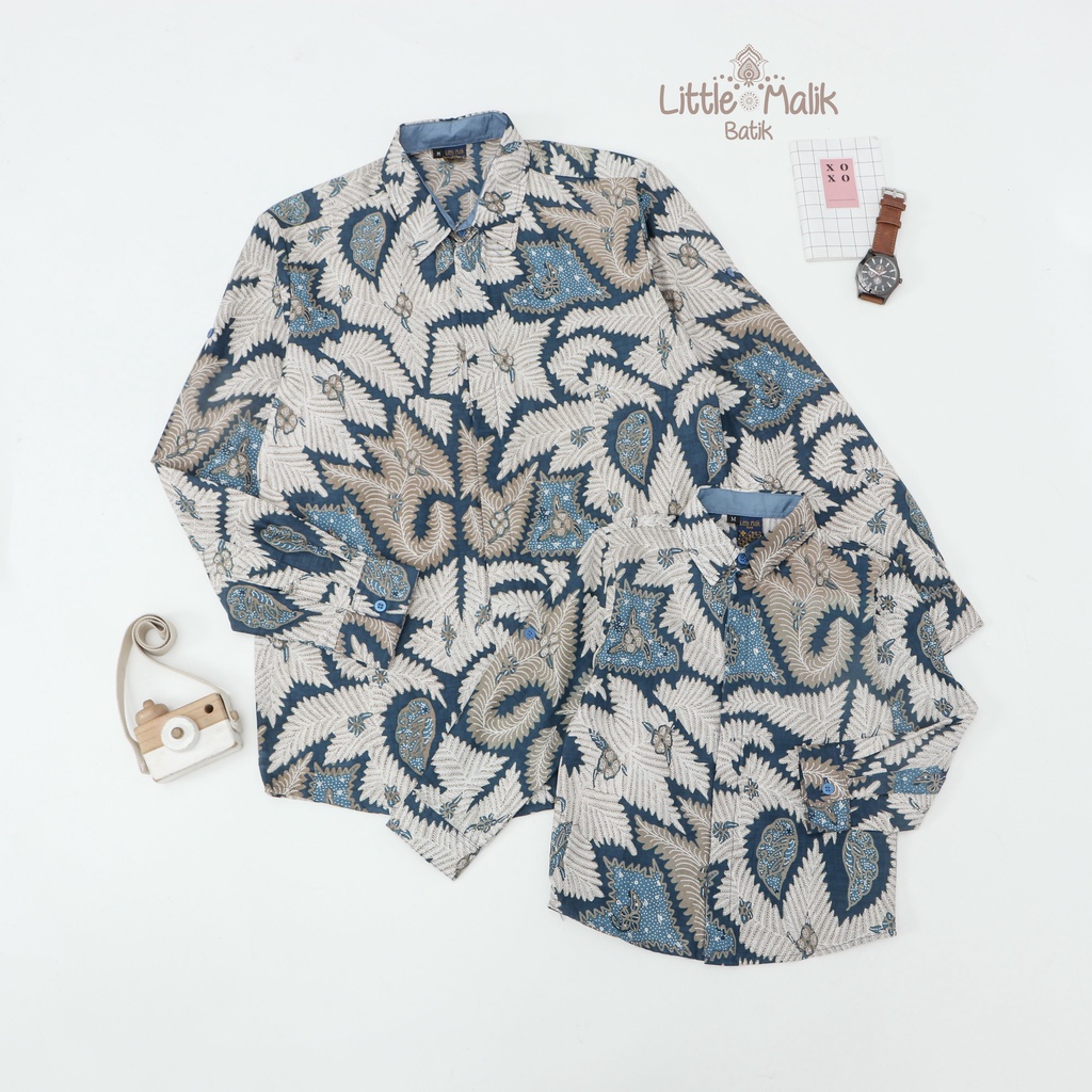 Ready Stock Kemeja Batik Lengan Panjang Couple Ayah &amp; Anak By Little Malik Batik