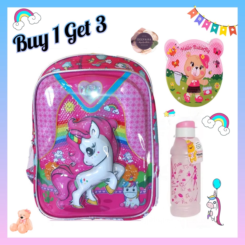 Tas Ransel Sekolah Anak Model Uniq0rn Pia 3Dimensi Buy 1 Get 3 Untuk Anak Tk Paud Sd