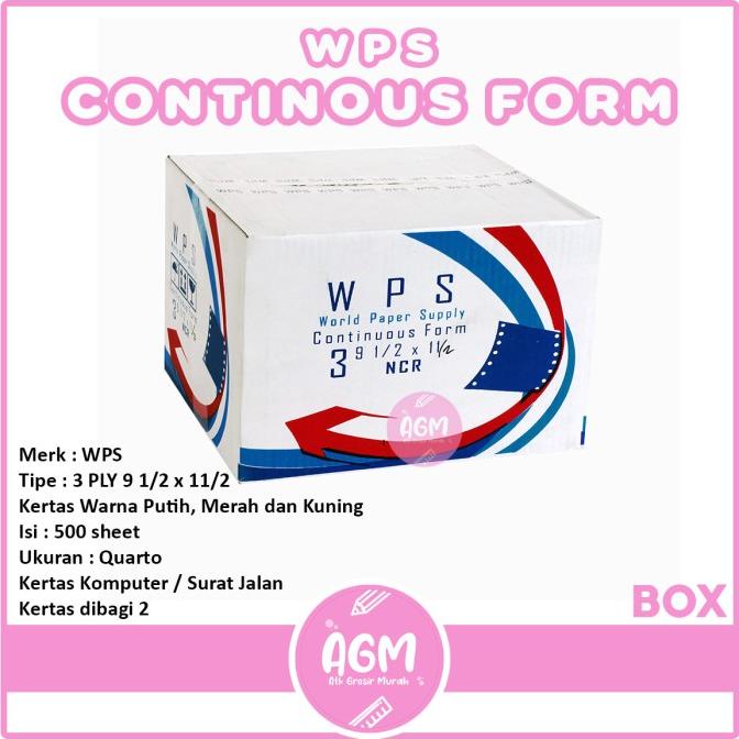 

Wps Continous Form 3 Ply 9 1/2 X 11/2 Ncr Ukuran Quarto - Per Box