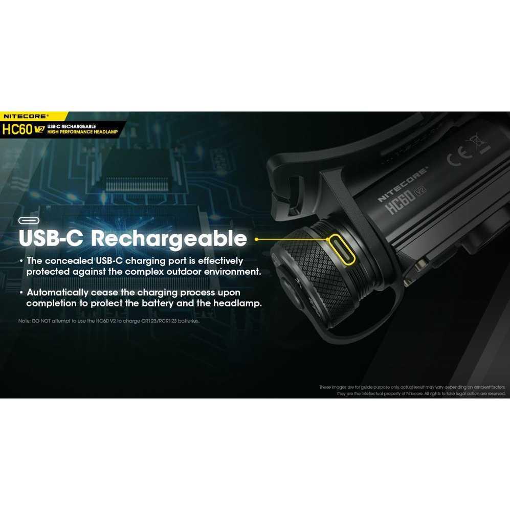 NITECORE Headlamp Series OSRAM P9 1200 Lumens White Light - HC60 V2 - Black