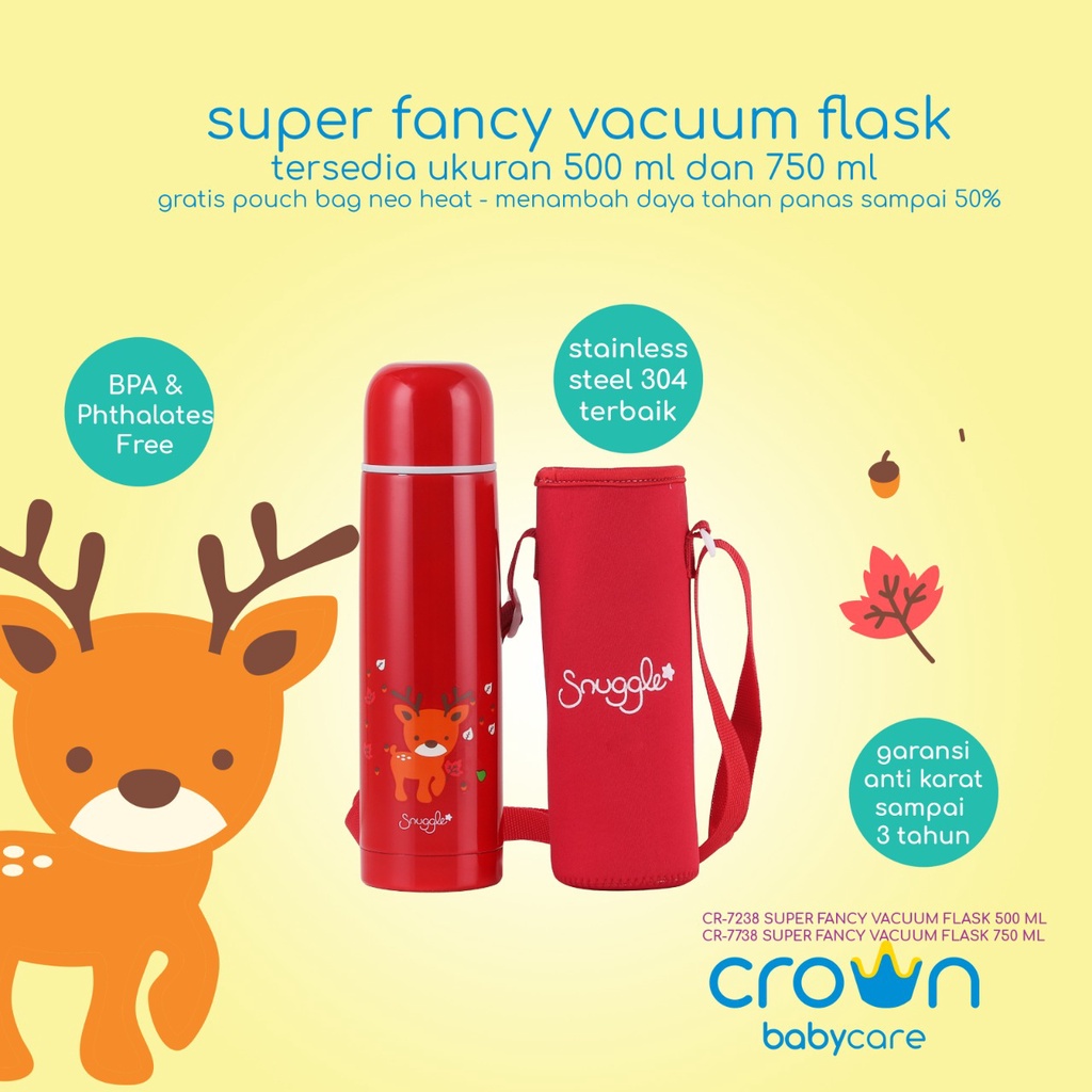 Crown Snuggle Fancy Vacuum Flask 500ml CR-6638 CR-7238 CR-7338 Termos Air