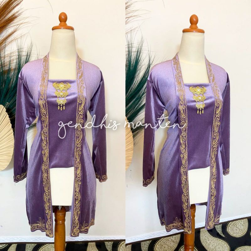 Kebaya Kutubaru, Bordir - Body Panjang / Warna Ungu Taro