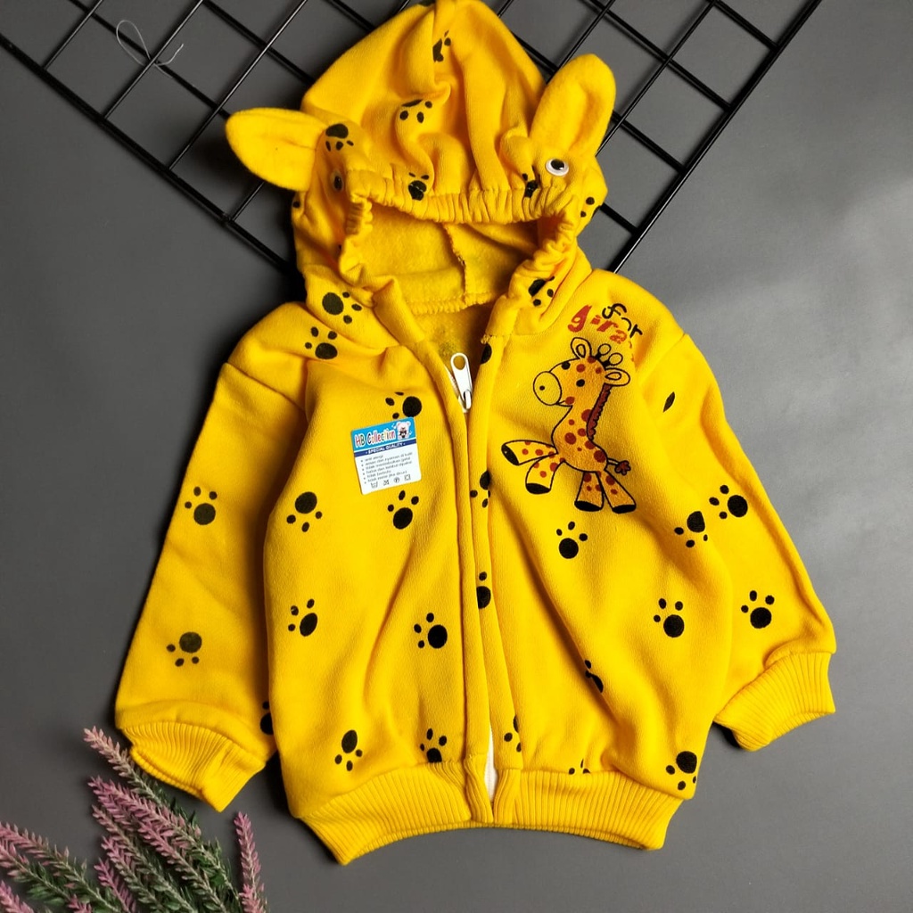 jacket hoodie bayi 3-12 bulan motif girrafe