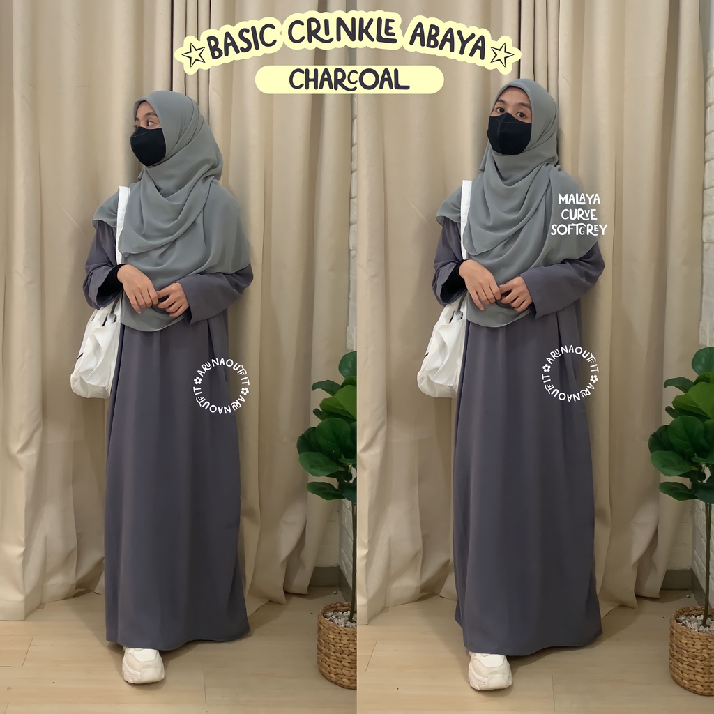 BASIC CRINKLE ABAYA BY ARUNAOUTFIT