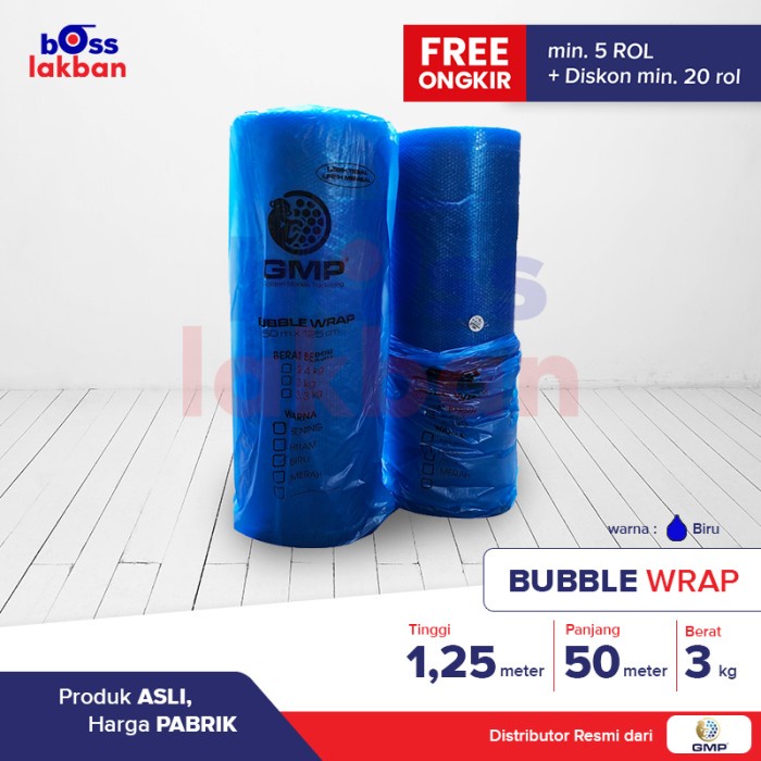 

(GOSEND / GRAB) Bubble Wrap Biru GMP 125 cm x 50 meter