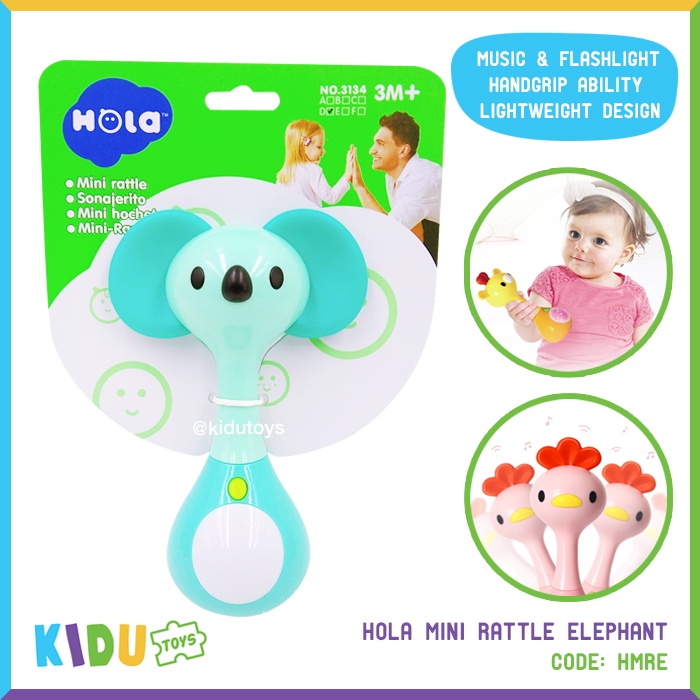 Mainan Anak Bayi Rattle Lucu Hola Mini Rattle Karakter Lion Rabbit Elephant Giraffe Cat Chicken Kidu Toys