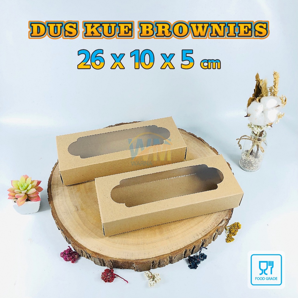 Dus Box Brownies 26x10x5 / Kotak Kue Cake / Dus Bolen / Box Donat isi 3 / Dus Kue Brownies / Box Kue Kraft Laminasi