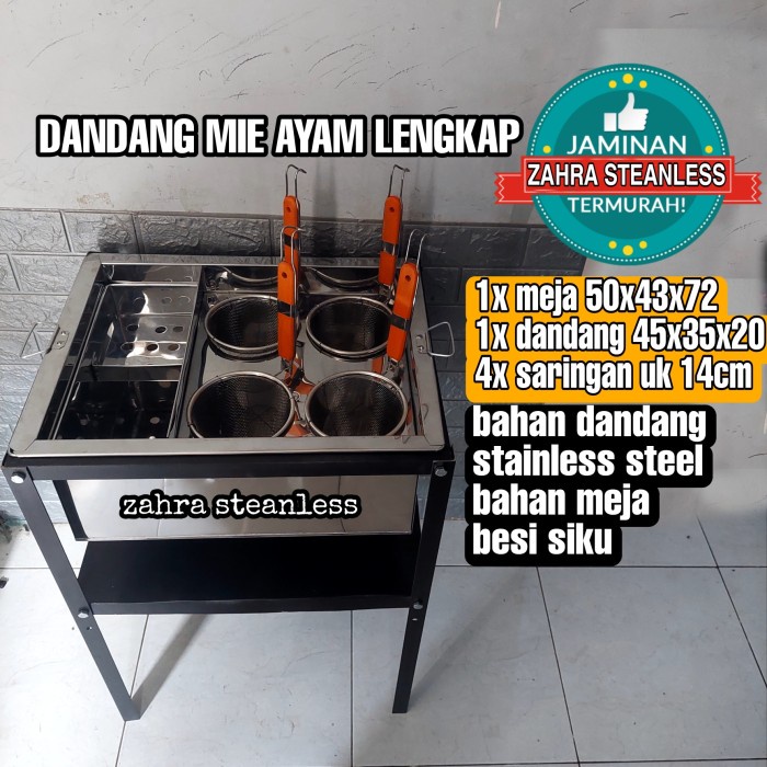 Terlaris Dandang Mie Ayam 4 Lubang Kuah Set Meja Besi/ Dandang Mie Kocok