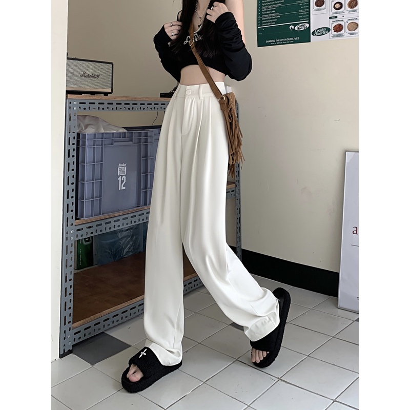 New krem loose pants highwaist celana warna kulot krem kekinian murah cewek wanita