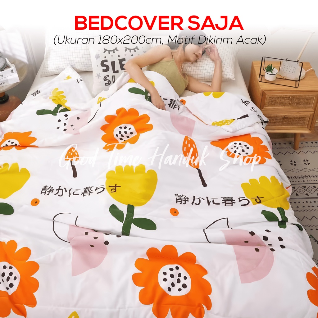 Bedcover Aesthetic Selimut Kapas Alas Kasur 2 Sisi Motif Ukuran 180 x 200 cm Bahan Tebal Import