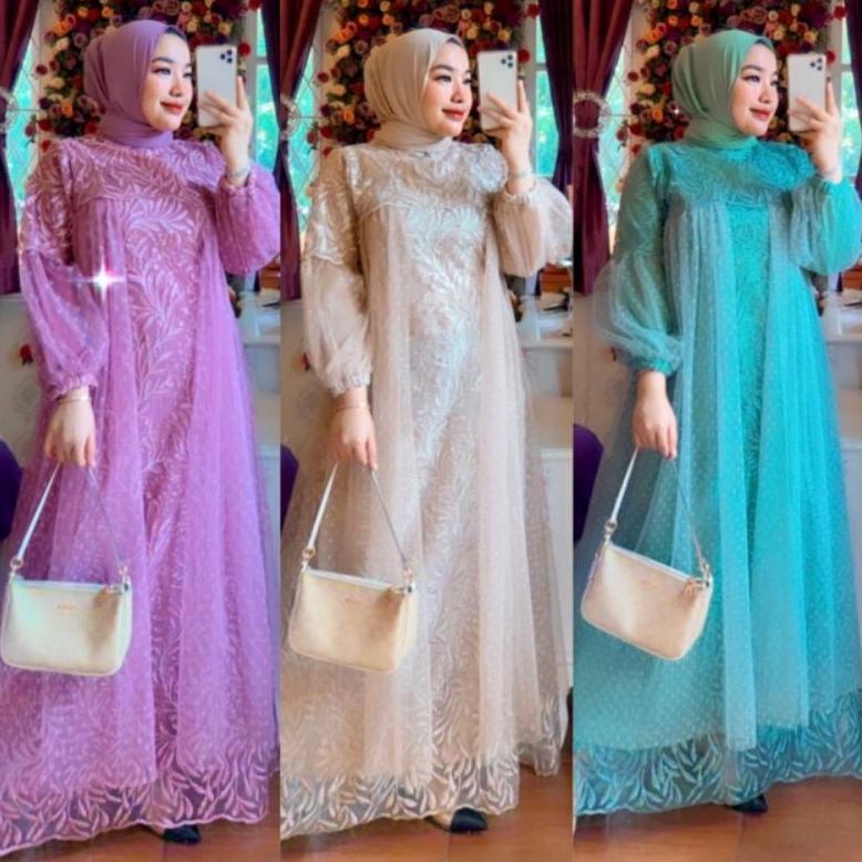 ORIGINAL GAMIS PESTA MEWAH/DRESS BRIDESMAID/GAMIS BRIDESMAID KONDANGAN/DRESS LENGAN BALON/DRESS KOND