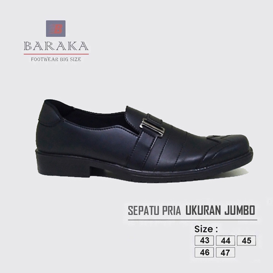 ADOLFO SLIP X ZAGIB | Sepatu Pria Full Black Asli Kulit / Pantofel Ngantor Big Size Formal Ukuran Jumbo Besar