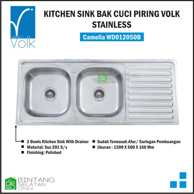Volk Camelia WDO12050B Bak Cuci Piring / Kitchen Sink