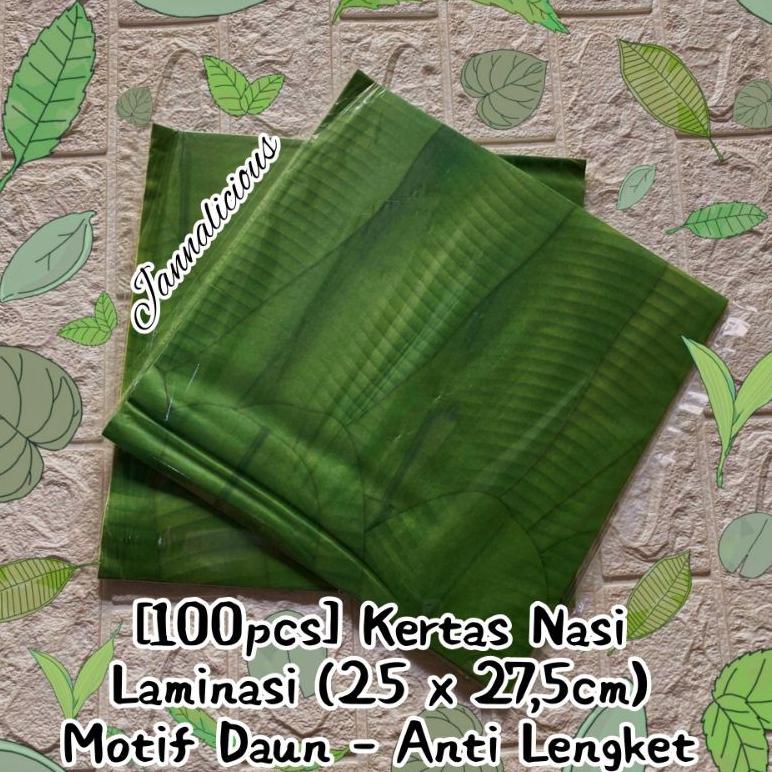 

Kertas Nasi Laminasi Anti Lengket ~ Motif Daun Pisang & Bakery Label Uk. 25x27,5cm