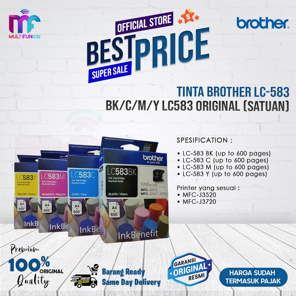 Tinta Brother LC-583 BK/C/M/Y LC583 Original (SATUAN)