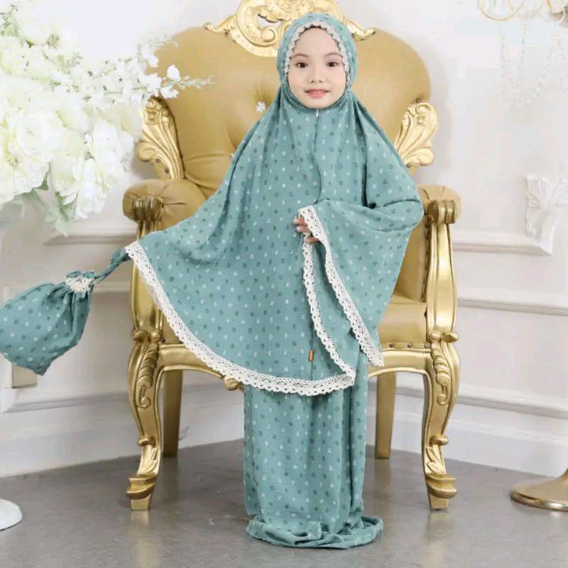 Mukena Mukenah Anak Crinkle Rubiah 2in1 Kids Travelling