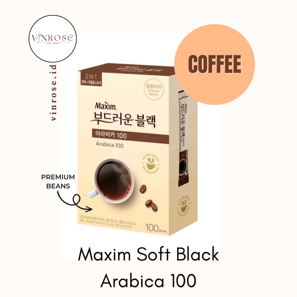 

Maxim Coffee Soft Black Arabica 100 Korea/ Kopi Sachet Maxim Korea