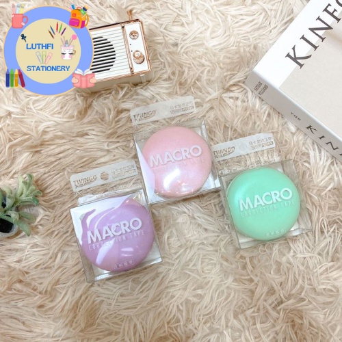 

MACRO Correction Tape Bulat + Box Plastik Varian Warna Pastel Cute Tipe-x Simple