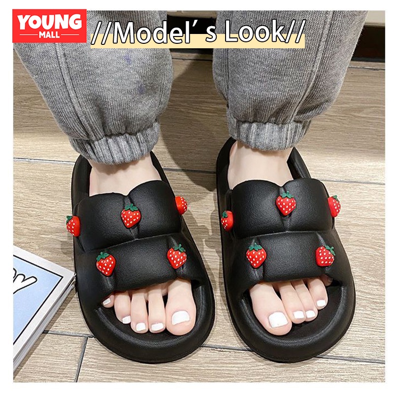 Sendal jelly wanita kekinian Sepatu sandal wanita karet korean import terbaru 2023 Sandal slop wanita rumah empuk anti slip elastic EVA