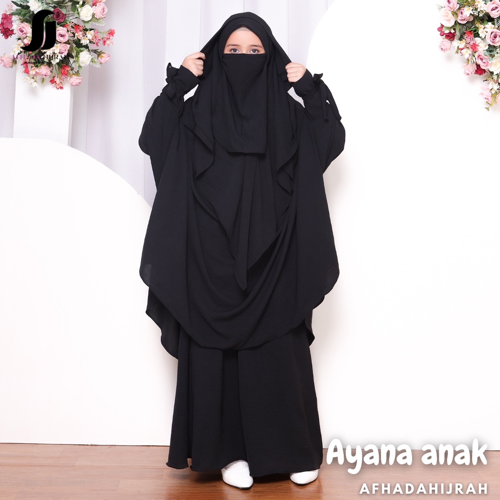 Gamis anak ayana hitam terbaru baju dan hijab instan syari free niqab
